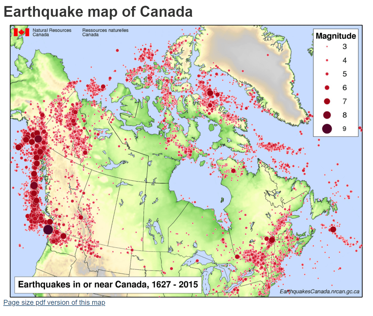 Earthquake Map Of Canada 